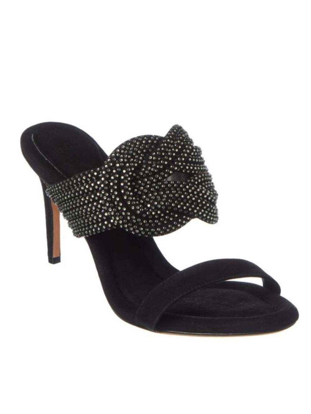 Alexandre Birman Vicky Suede Sandal in black suede crystal embellishments 41